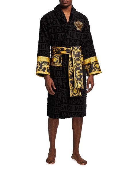 versace mens black robe|Versace black and gold robe.